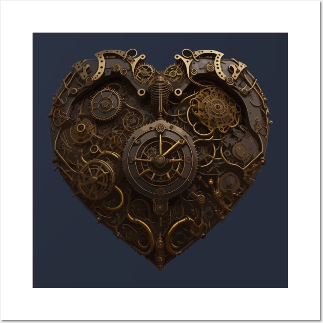 A Clockwork Heart - Steampunk Clock With Gears Wall Art by AniMilan Design